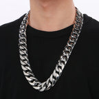 Men's 72CM Long 24MM Wide Curb Cuban Link Chain Necklaces Heavy Stainless Steel On Neck Chains for Man Party Jewelry