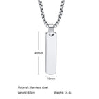 Square Bar Pendant Necklace — Stainless Steel