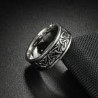 Viking Celtic Knot & Sea Wave Band Ring for Men — Stainless Steel