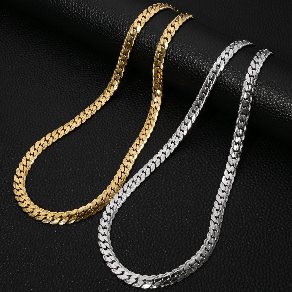 HIYEE 3MM/4MM/5MM/6MM/7MM/8MM Stainless Steel Cuban Lace Curb Link NK Chain Necklace For Men Women Classic Jewelry Accessories