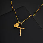 Virgin Mary Cross Pendant Necklace — Stainless Steel