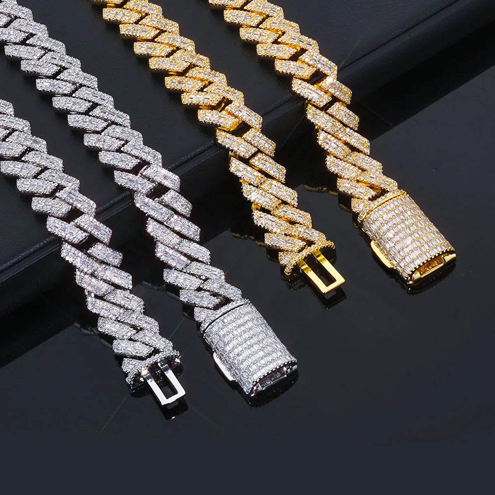 Iced Out Cuban Chain Necklace Stainless Steel 14MM