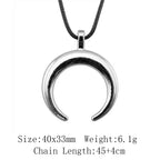 Witch Horn Crescent Moon Pendant — Stainless Steel
