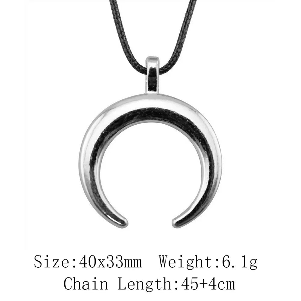 Witch Horn Crescent Moon Pendant — Stainless Steel