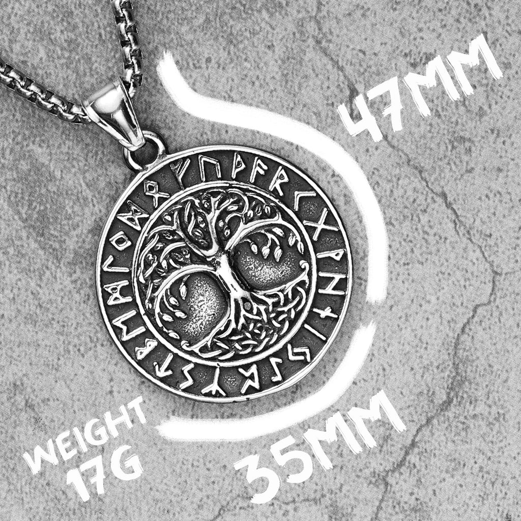 Viking Tree of Life Pendant Necklace — Stainless Steel
