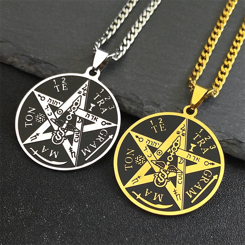 Solomon Pentagram Gold Pendant Necklace