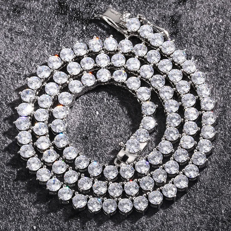 Iced Out Round Tennis Chain Necklace — Copper Alloy