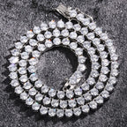 Iced Out Round Tennis Chain Necklace — Copper Alloy