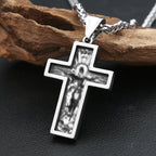 Vintage 316L Stainless Steel Cross Jesus Pendant Necklaces For Men Boys Punk Fashion Christian Amulet Jewelry Gifts Dropshipping