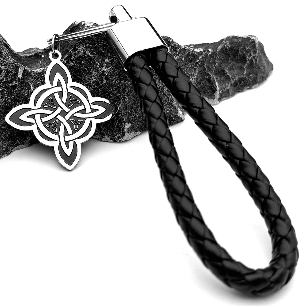 Witchcraft Witch Knot Keyring For Women Men Stainless Steel Silver Color Slavic Protection Amulet Keychains Jewelry