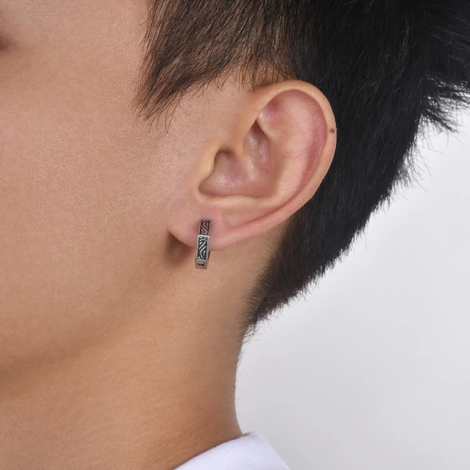 Geometric Hoop Earrings — Stainless Steel