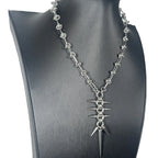 Punk Grunge Goth Rivet Long Spike Pendant Chain Necklace