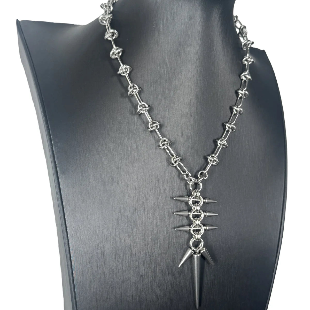 Punk Grunge Goth Rivet Long Spike Pendant Chain Necklace