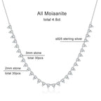 KNOBSPIN 2mm/3mm D Color Moissanite Tennis Necklace s925 Sterling Silver 18inch Chain, Wedding Necklaces for Women Fine