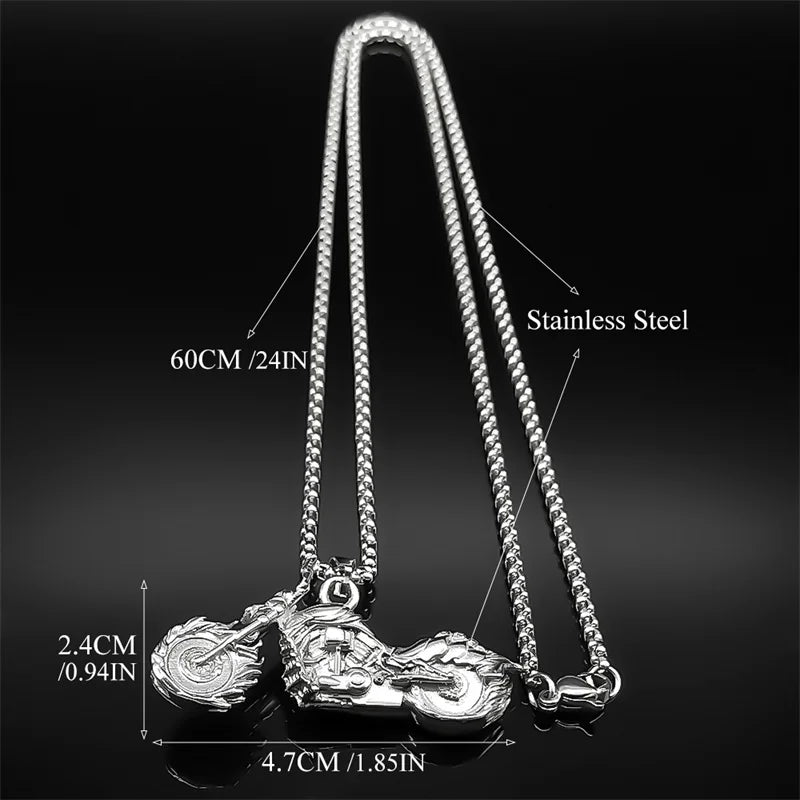 Motorcycle Silver Pendant Retro Punk Sweater Sport