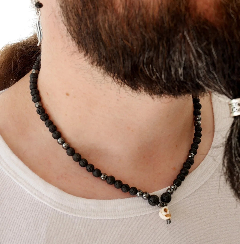 Heishi Turquoise Hematite Onyx Stone Necklace — Zinc Alloy