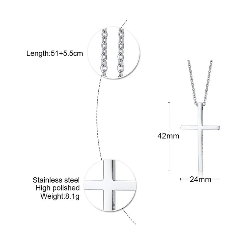 Layered Cross Pendant Set — Stainless Steel