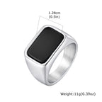Minimal Square Stone Ring — Stainless Steel