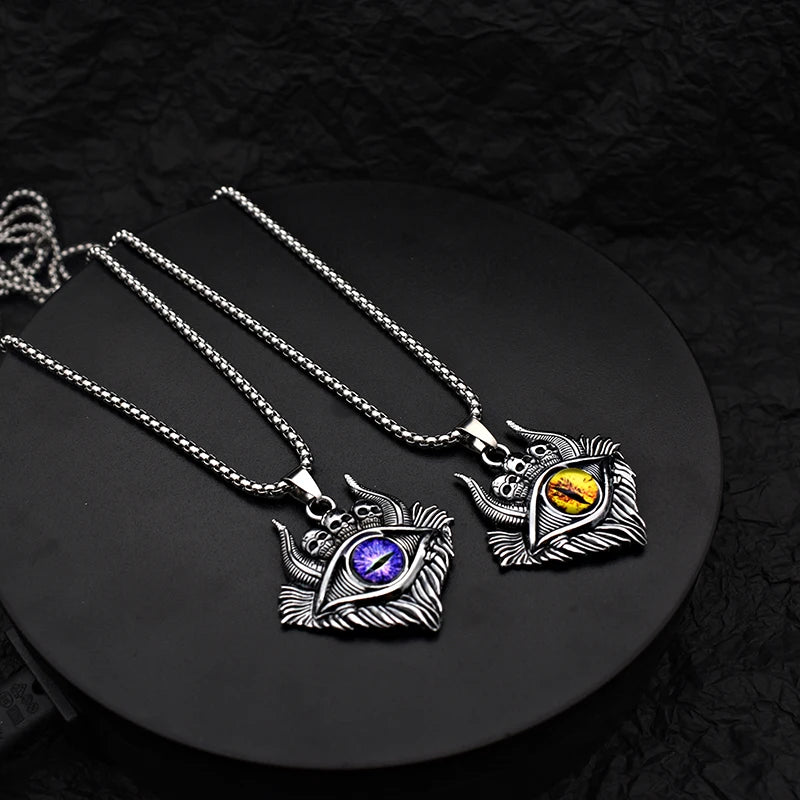 Skull Evil Eye Steel Pendant Vintage Devil's
