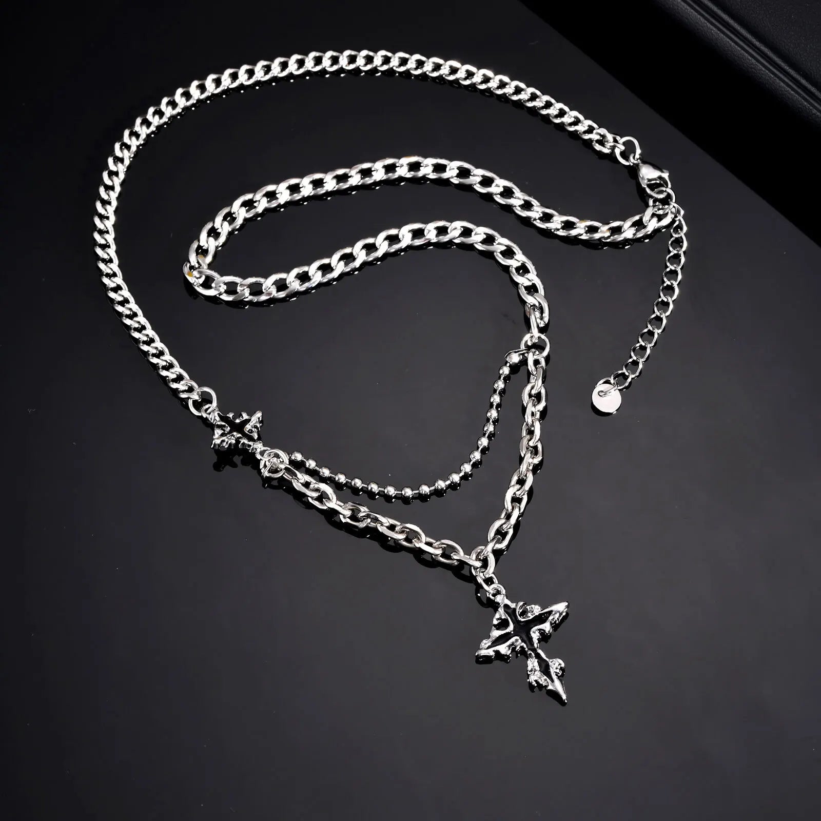 Gothic Black Cross Black Pendant Necklace
