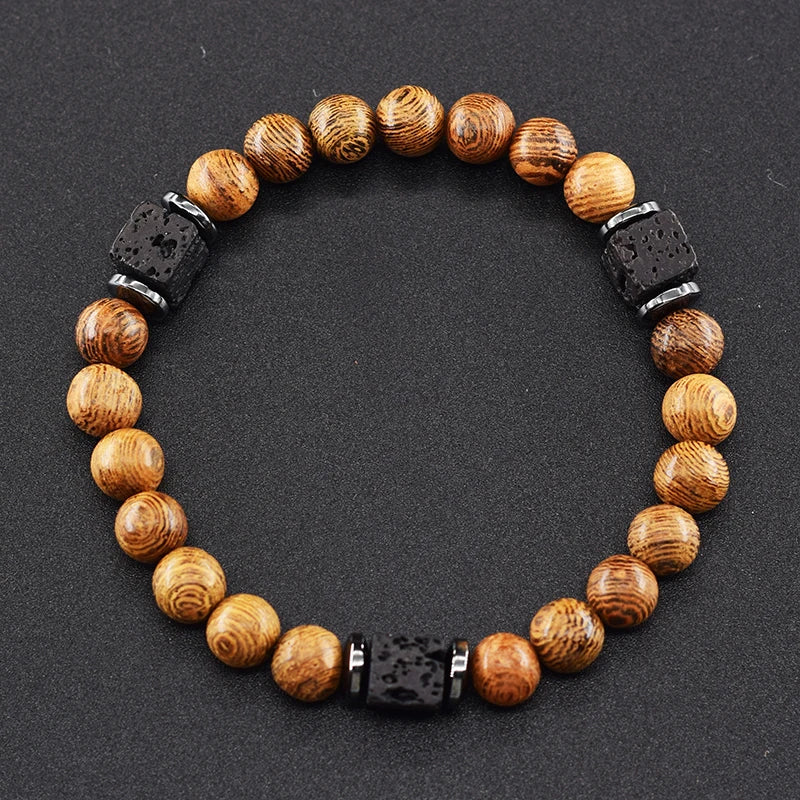 Retro Black Block Volcanic Bracelets Men Women Frosted Onyx Lava Beads Jewelry Yoga Meditation Birthday Gift Wholesales