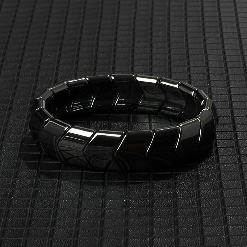 Hematite Therapy Stretch Bracelet — Mixed Metal