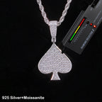 925 Silver VVS Moissanite Ace Spade Pendant