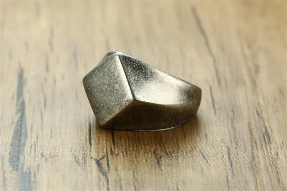 Square Flat Top Signet Ring — Stainless Steel