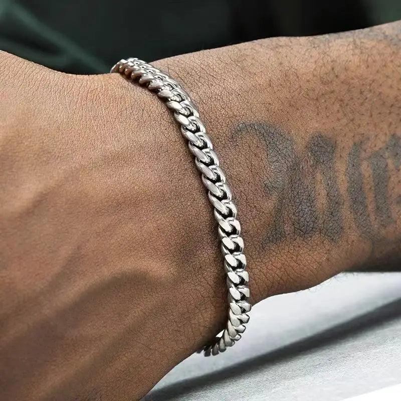 Stainless Steel Men's Bracelet Hip Hop Cuban Chain Titanium Steel Bracelet Simple Jewelry Fashion Hand Jewelry