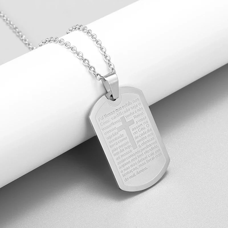 Hip Hop Military Style Stainless Steel Dog Tag Pendant Necklace for Men Women Gold Plated Personalized Id Card Name