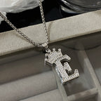 Freetry 26 Letters A-Z Zircon Crown Pendant Necklace for Women Men Punk Initial Alphabet Necklaces Hip Hop Choker Chain