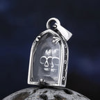 Skull Glass Pendant Necklace — Stainless Steel