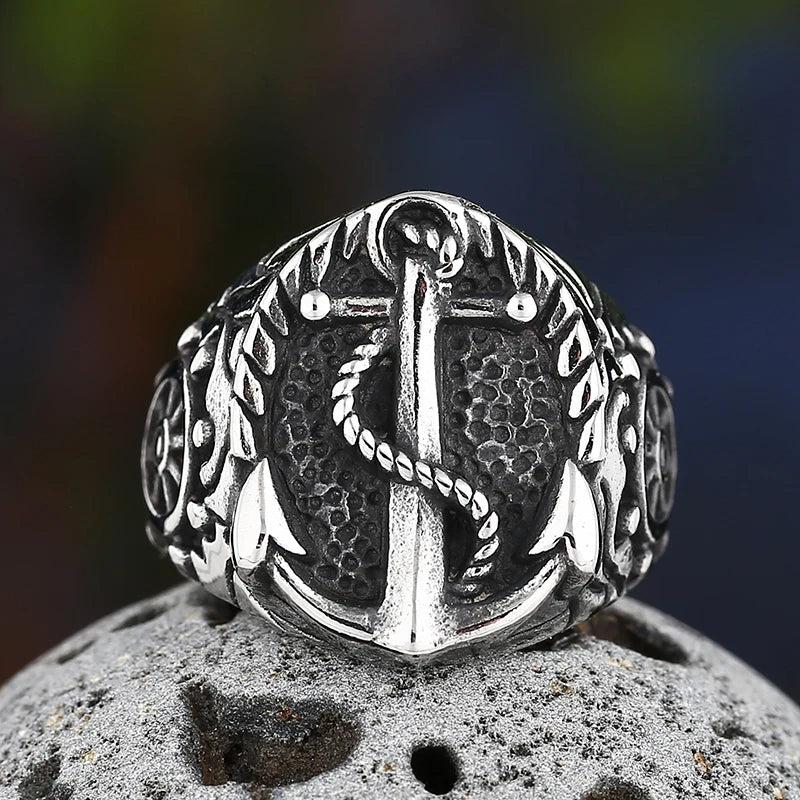 Navy Ship Anchor Classic Signet Ring — Stainless Steel