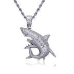 Iced Out Shark Pendant — 925 Silver