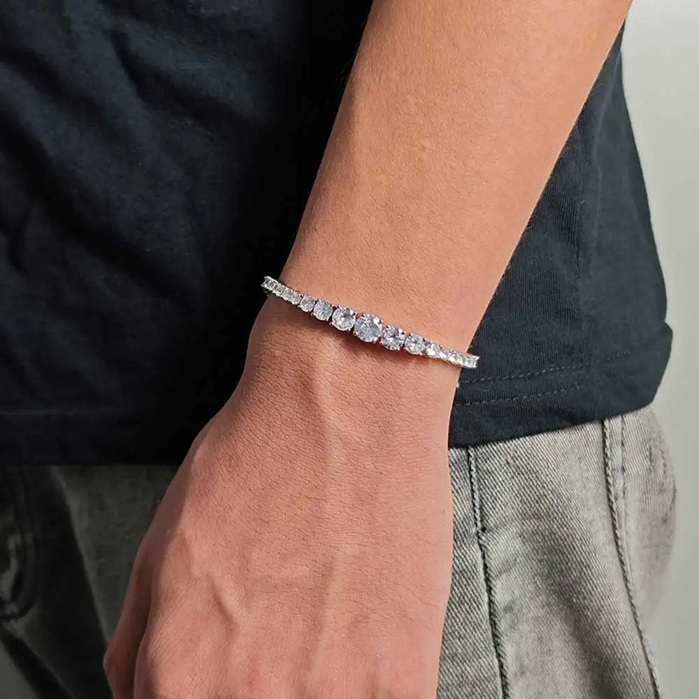 Tennis Chain Necklace Stainless Steel Gradient CZ