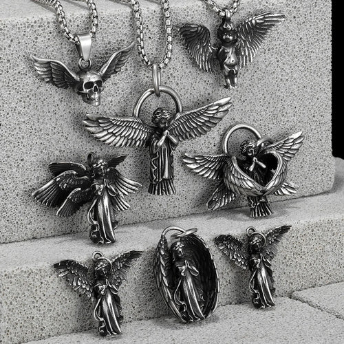 Angel Wing Pendant Necklace — Stainless Steel