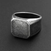 Vintage Polished Square Signet Ring — Stainless Steel
