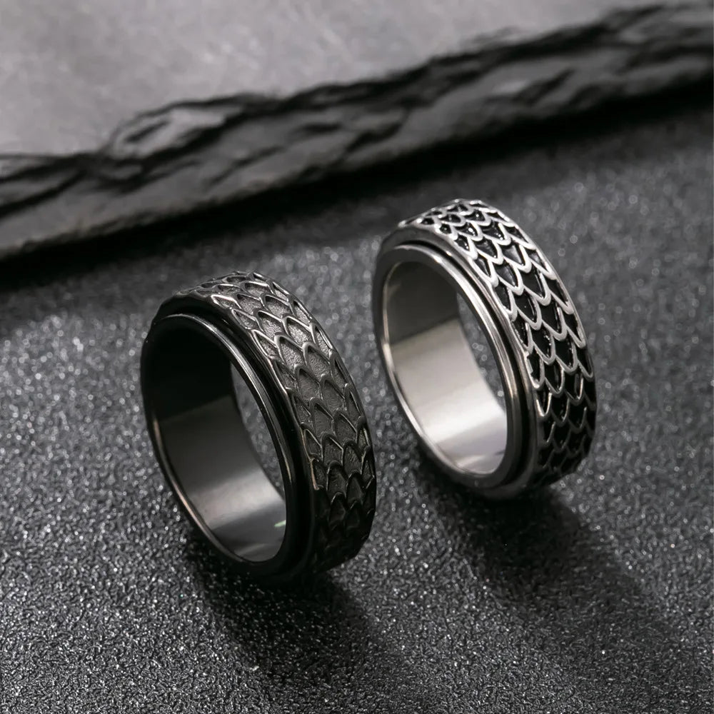 Norse Dragon Scale Ring — 316L Stainless Steel