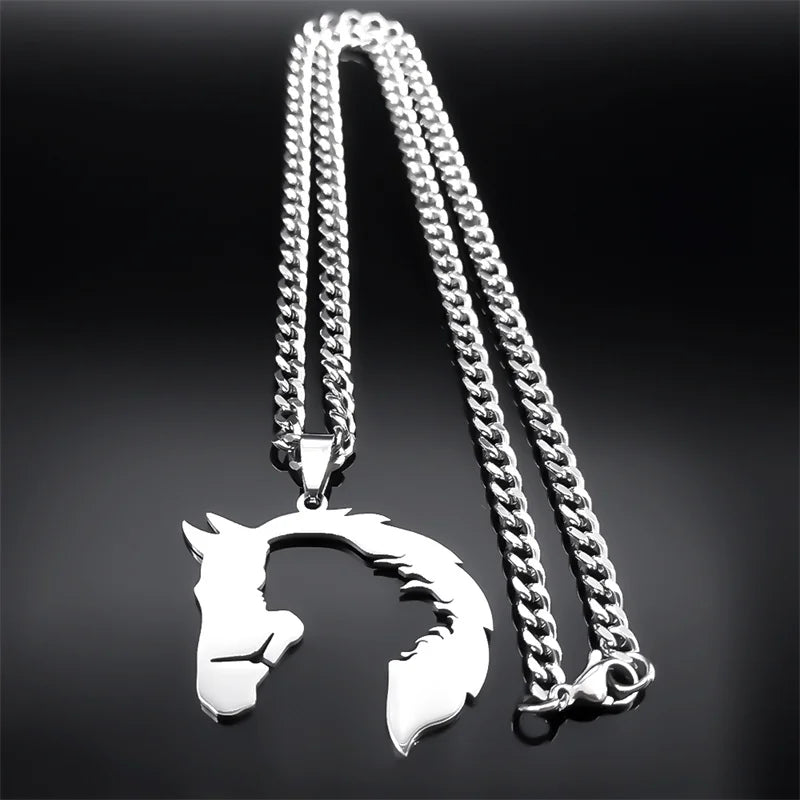 Horse Steel Pendant Silhouette Hollow Horsehead