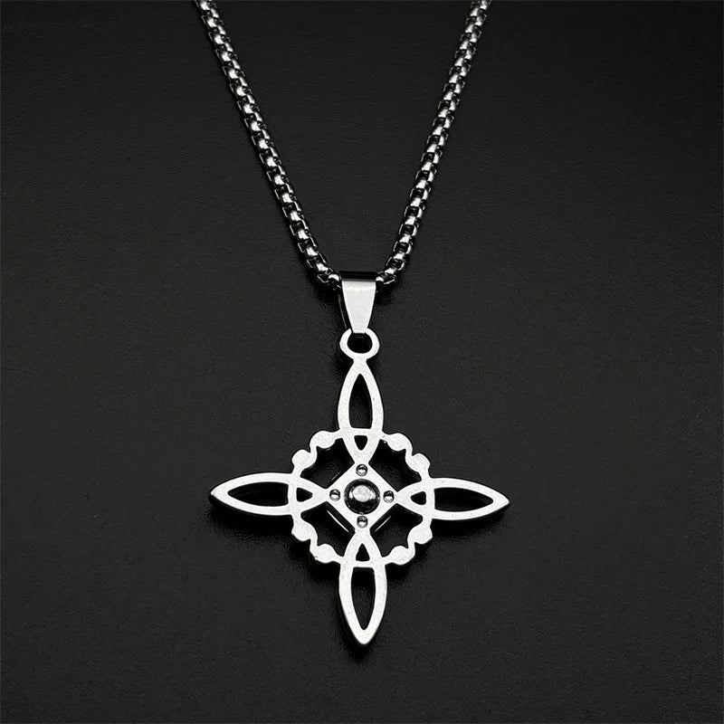 Knot Silver Pendant Witch Rhinestones Wicca Magic