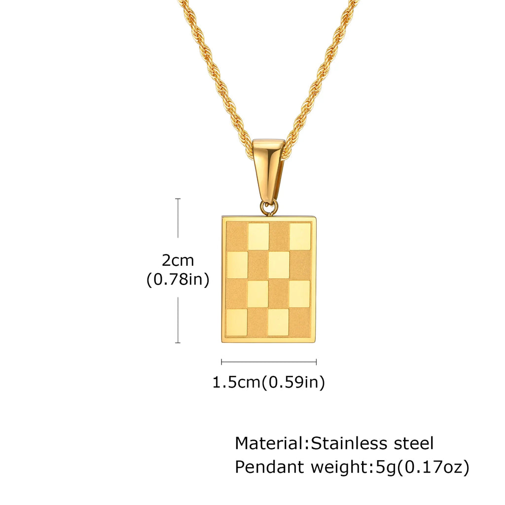 Chessboard Square Pendant — Gold