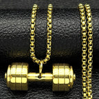 Dumbbell Fitness Pendant Necklace — Gold