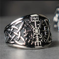 Norse Vegvisir Compass Rune Ring — Silver-Tone