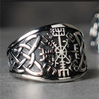 Norse Vegvisir Compass Rune Ring — Silver-Tone