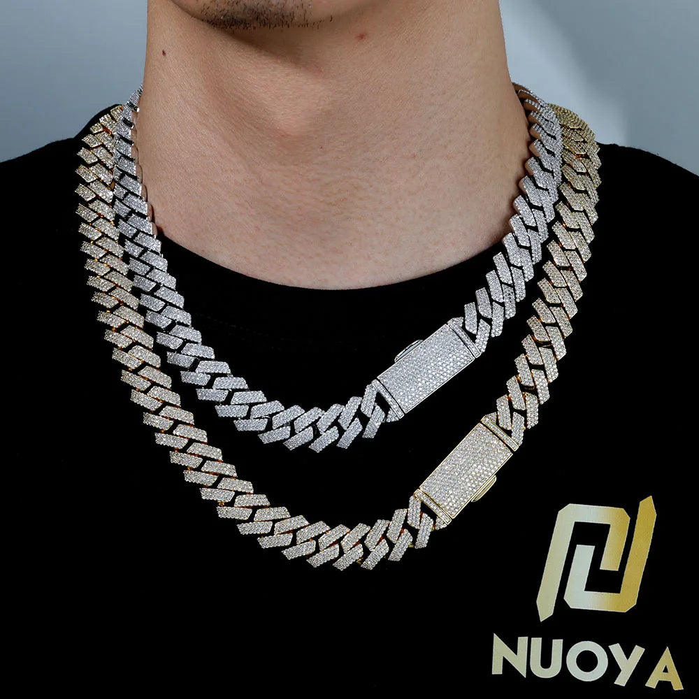 Iced Out Cuban Necklace Stainless Steel 16MM 3-Row