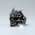 Retro Dark Rakshasa Skull Ring For Men Punk Gothic Rock Hiphop Open Ring Biker Accessories Designer Jewelry Unisex Gift