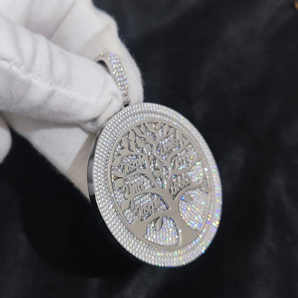 925 Silver VVS Moissanite Family Tree Pendant