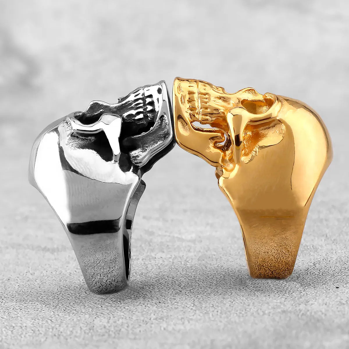 High Polish Heavy Skull Ring — Two-Tone