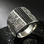 Retro fashion pattern ring domineering trendy men's ring old engraved men's ring