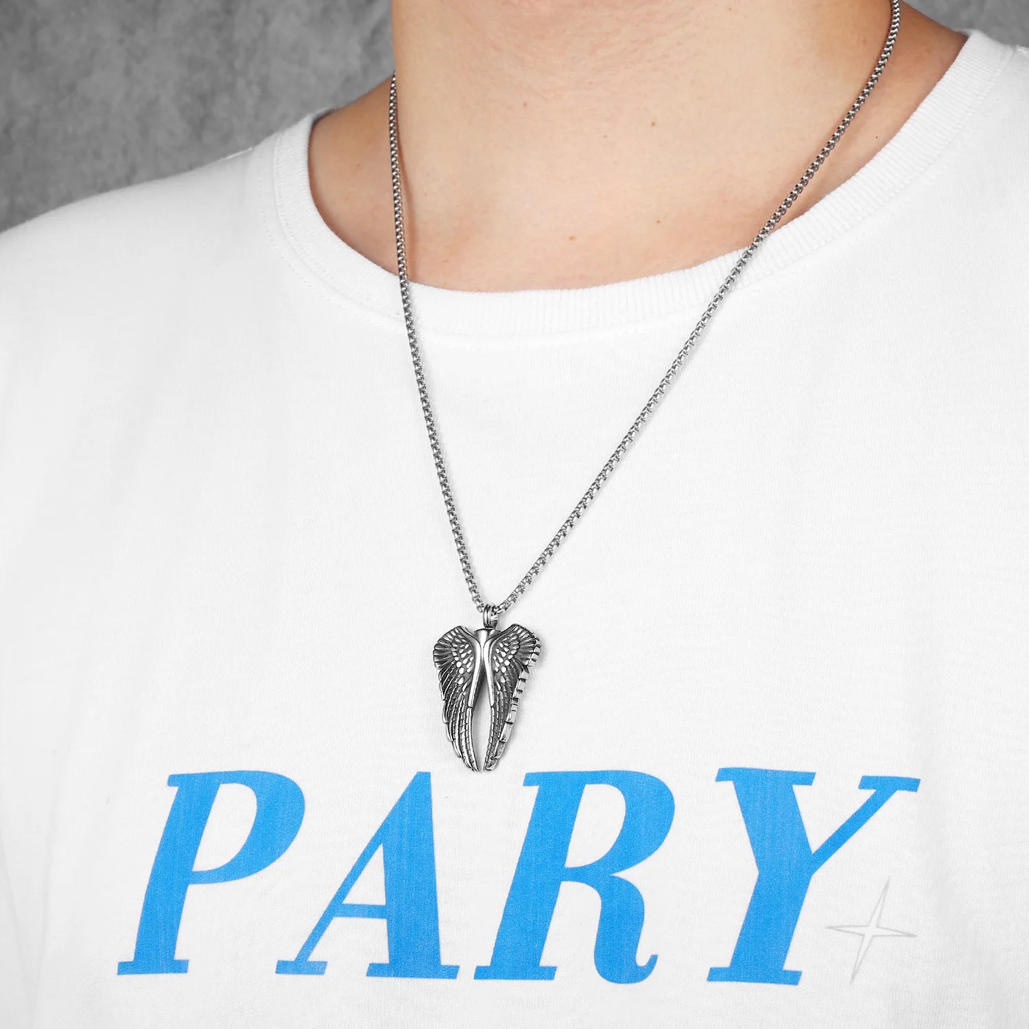 Angel Wing Urn Pendant — Stainless Steel